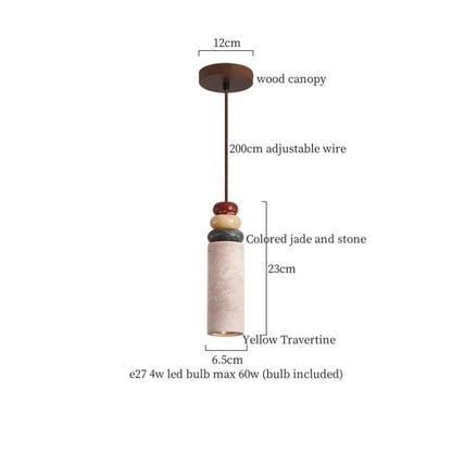 DecorBites™ Iron Yellow Travertine LED Pendant Light for Bedside Dining Living Room