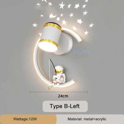 DecorBites™ Astronaut Wall Lamp: Gold White Black Bedroom Decor Resin Wall Mount Light
