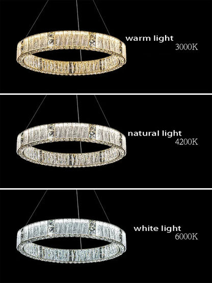 DecorBites™ Crystal Glass Chandelier: Big Round Luxury LED Ceiling Hanging Lamps for Home Decor.