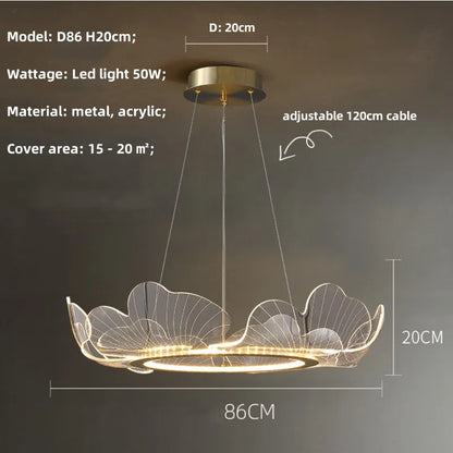 DecorBites™ Ginkgo Gold Acrylic LED Pendant Light - Modern Minimalism Chandelier