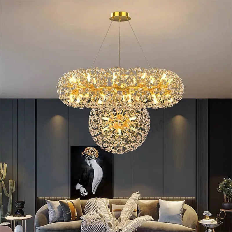 Gold Crystal LED Hanging Lamp