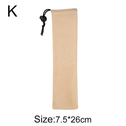 DecorBites™ Cotton Linen Cutlery Case Drawstring Bag for Travel and Home Dining