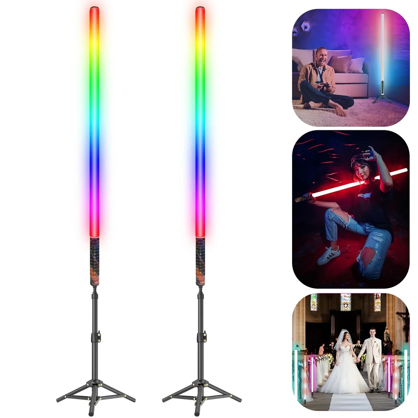 DecorBites™ LED Light Bar Tripod Set: Mood1 85cm RGB Music Mode for Video Photography Studio
