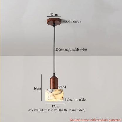 DecorBites™ Cream Marble LED Pendant Light: Modern Nordic Hanging Lamp for Living, Bedroom, Kitchen