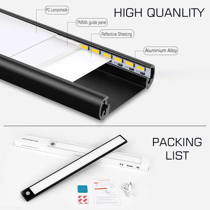 DecorBites™ LED Cabinet Light Bar: Motion Sensor, Aluminium, Long Strip, Magnet, Kitchen Closet Wardrobe