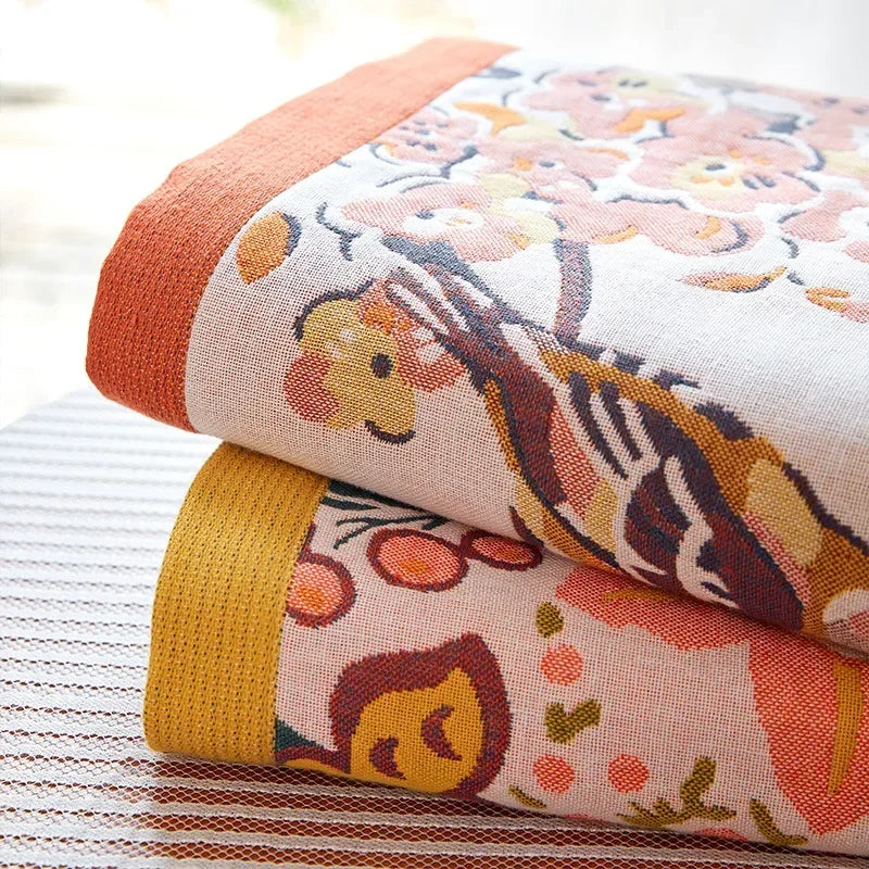 DecorBites™ Cotton Gauze Peacock Bath Towel - Soft, Skin-Friendly, Quick Dry - 90x180cm