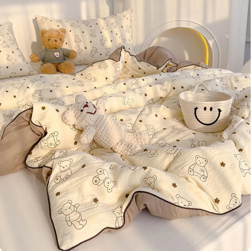 DecorBites™ Double Layered Soya Fibre Filling Quilt: Soft, Breathable, Grade A Maternal and Child Comforter