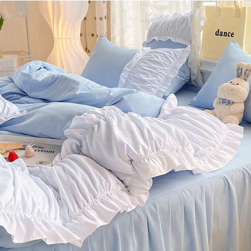 Solid Cotton Lace Bedding