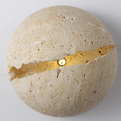 DecorBites™ Dino Egg Stone Art Wall Lamp Yellow Travertine LED Sconce Light Fixtures