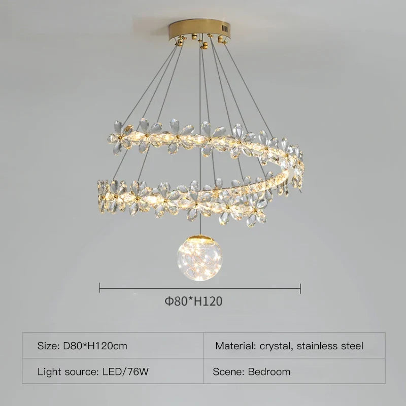 Gold Crystal Spiral Chandelier Type-A D80cm