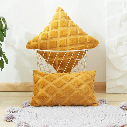 DecorBites™ Geometric Diamond Pattern Plush Cushion Cover for Stylish Home Decor