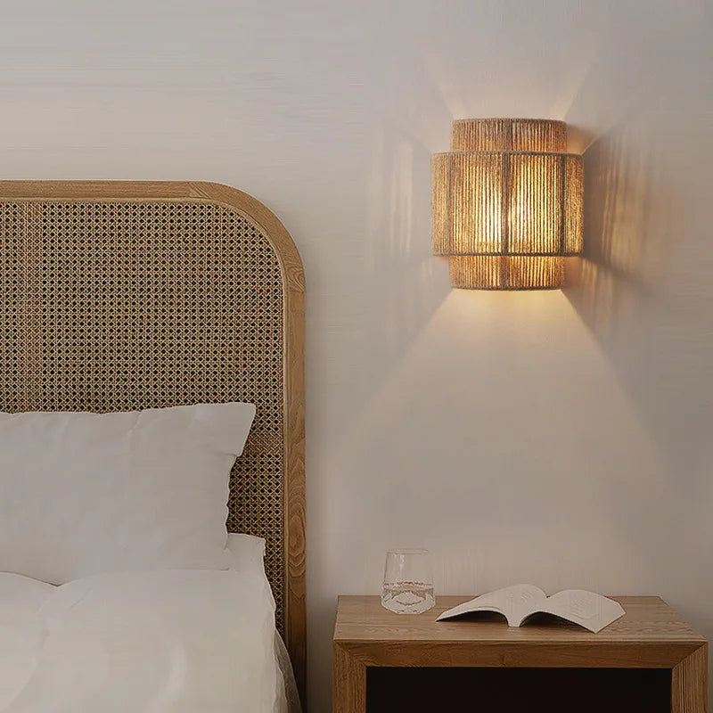 DecorBites™ Hemp Rope Wall Lights: Creative E27 Bulb Sconce for Bedroom, Foyer, Hotel Atmosphere