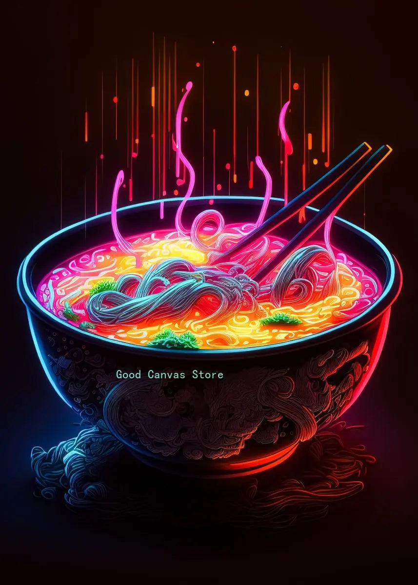 Neon Food Canvas Art