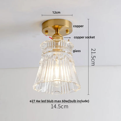 DecorBites™ Green Flower Glass LED Ceiling Light Fixture - Nordic Modern Design