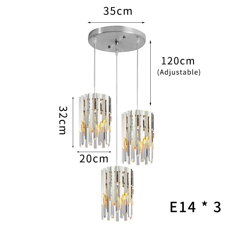 Gold Crystal LED Chandelier K9 3-Head Dia20cm