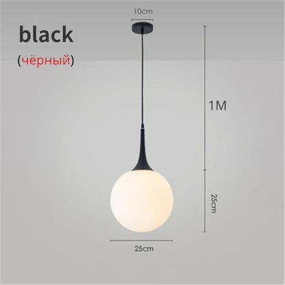 DecorBites™ Glass Ball LED Pendant Lights for Modern Living Room, Black/White Horn Fixtures