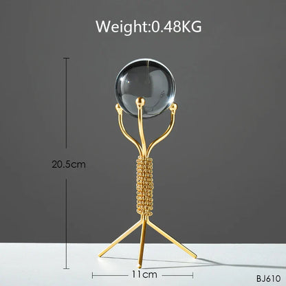DecorBites™ Crystal Ball Crafts: Nordic Light Luxury Modern Metal Décor for Home and TV Cabinet