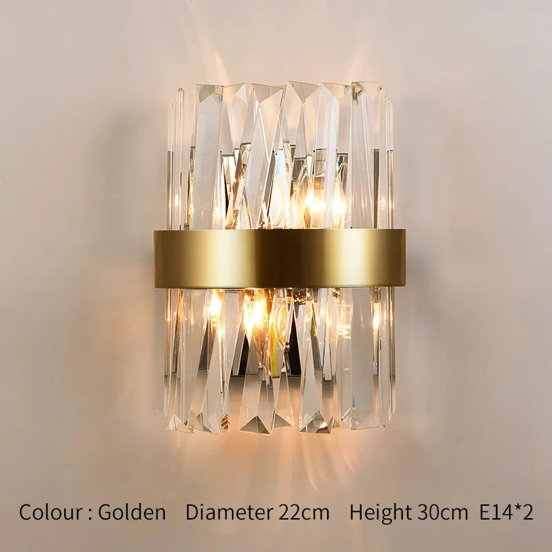 Gold Crystal LED Sconce Warm White 2700K