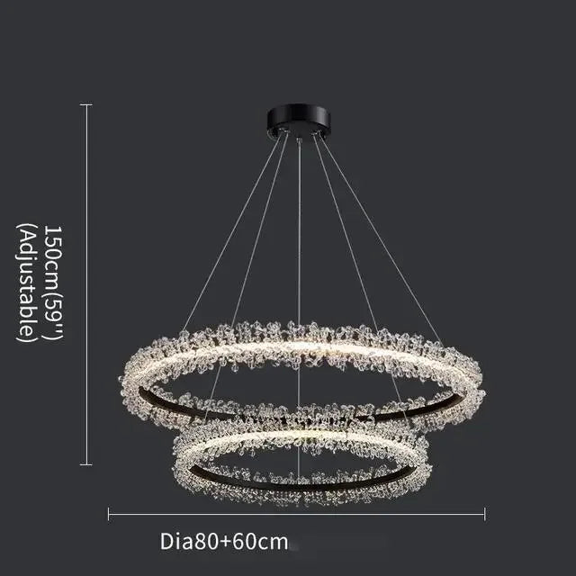 DecorBites™ Crystal Gold Ring LED Chandelier for Home Decoration Luxurious Living Room Dining Bedroom