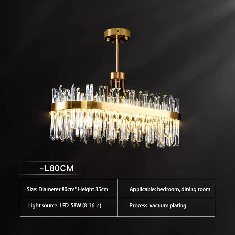 DecorBites™ Gold Round Crystal Pendant Light Chandelier for Bedroom and Living Room