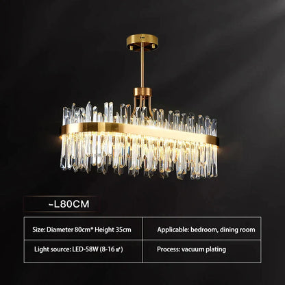 DecorBites™ Gold Round Crystal Pendant Light Chandelier for Bedroom and Living Room