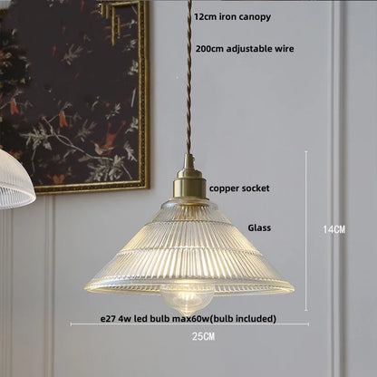 DecorBites™ Clear Glass Nordic LED Pendant Light Fixture with Brass Knob Switch