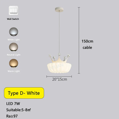 DecorBites™ Gold Crown Pendant Light: Luxe Cloud Hanging Lamp for Children's Bedroom and Living Room