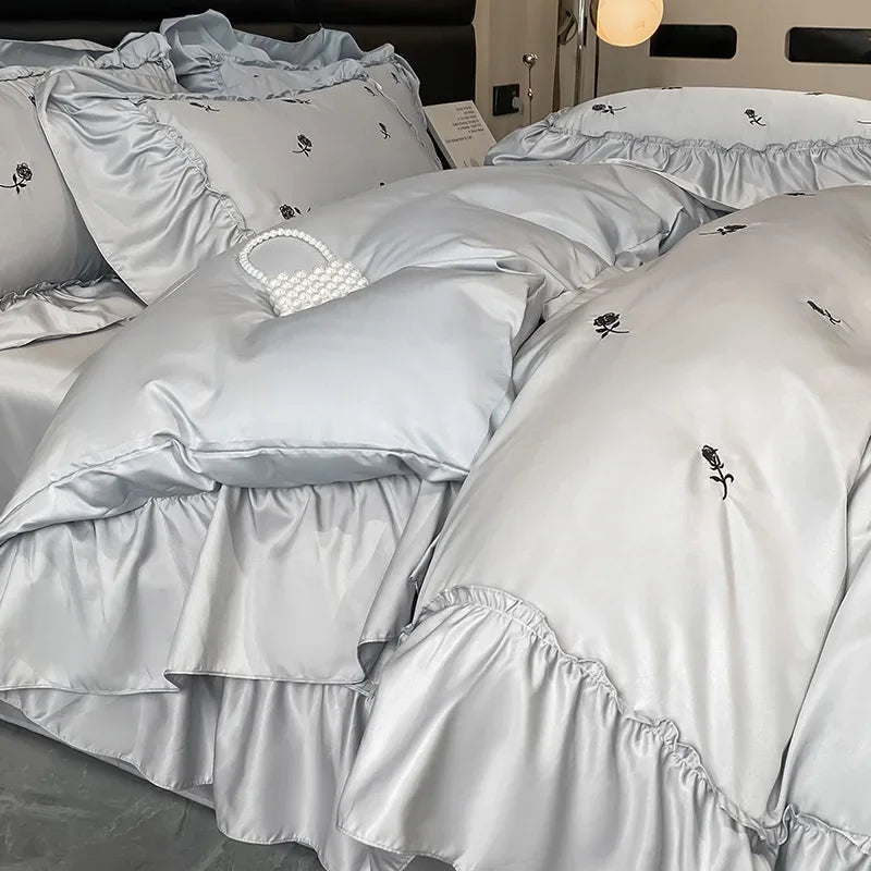 DecorBites™ Lace Embroidered Cooling Comforter Cover Set - Silky Cozy Bedding Sets