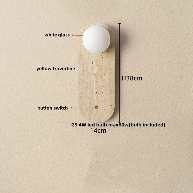 Travertine Glass Wall Light