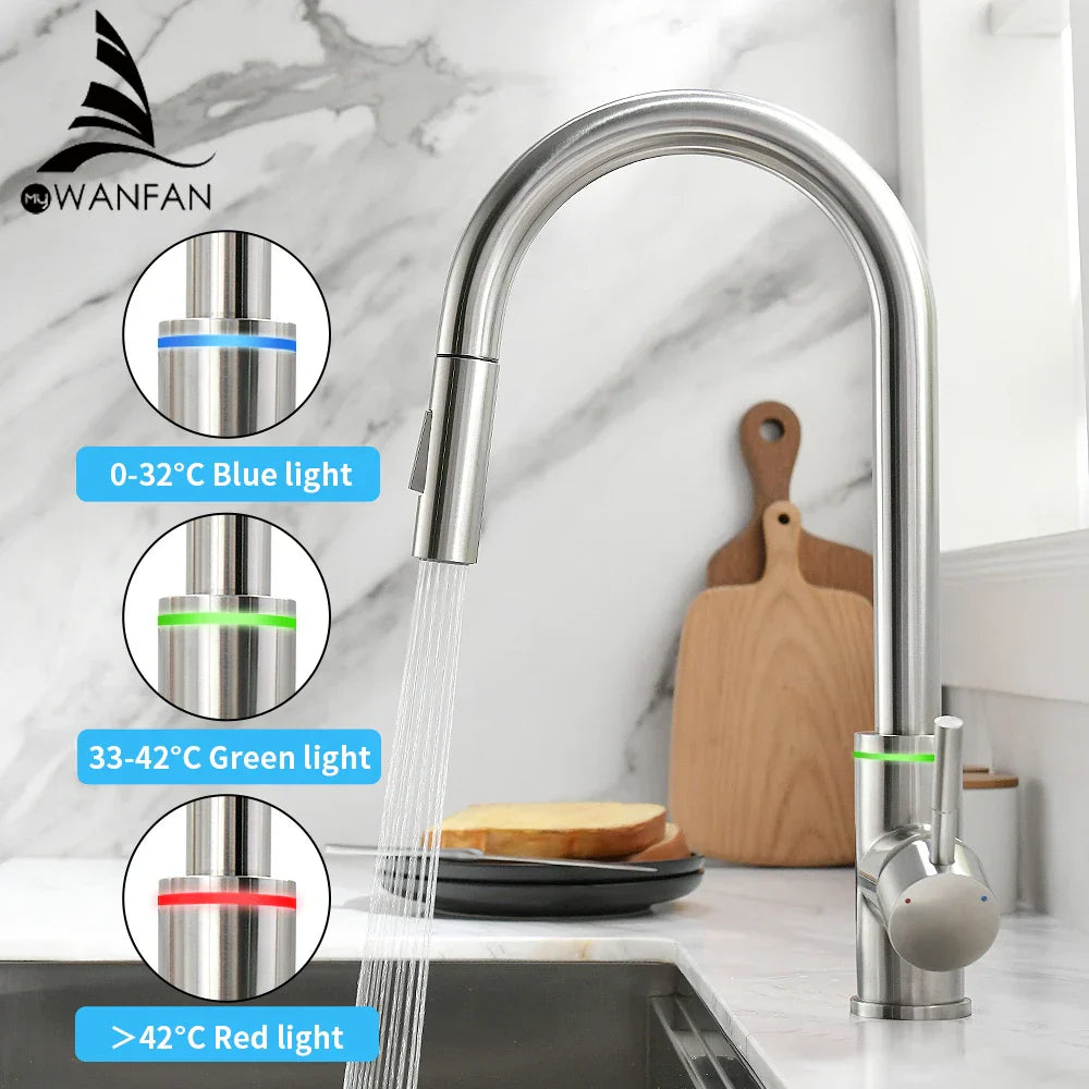 Gold Pull-Out Kitchen Faucet With Smooth Operation