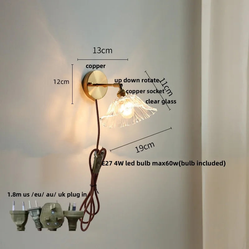 DecorBites™ Green Glass LED Wall Sconce, Modern Nordic Rotate Copper Stair Light