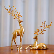 Gold Deer Feng Shui Figurines