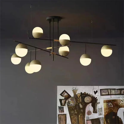 DecorBites™ Glass Ball Linear Chandelier: Postmodern Style Kitchen & Hotel Art Light