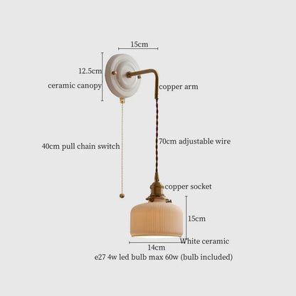 DecorBites™ Adjustable LED Wall Sconce Lamp Stripe Ceramic Copper Mirror Bedside