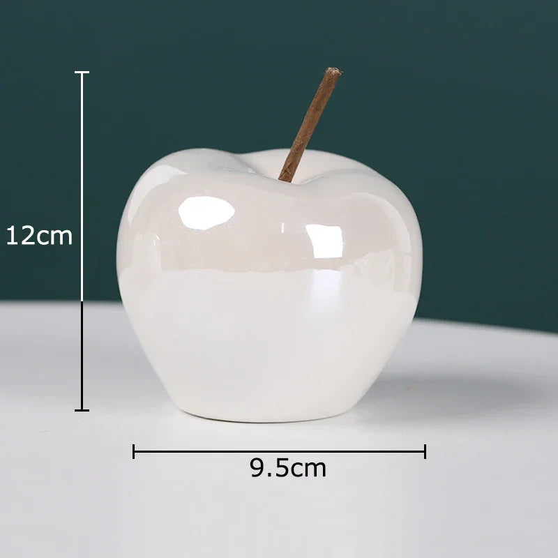 DecorBites™ Glowing Ceramic Apple Statue for Desk Ornaments and Room Decor
