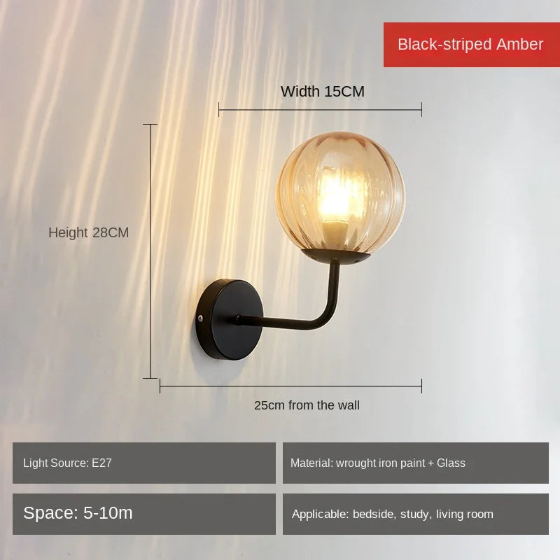 DecorBites™ Glass Ball LED Wall Lamp: Gold Nordic Minimalist Sconces Lighting Bedroom Decor Fixtures