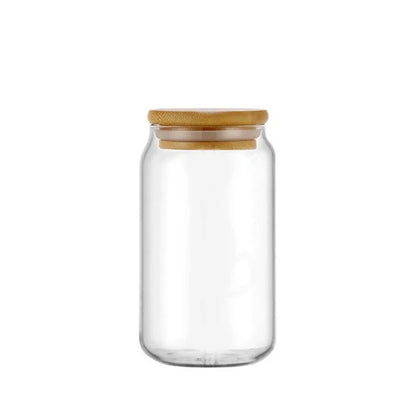 DecorBites™ Glass Drink Cup with Bamboo Lid - High Borosilicate Glass Tea Juice Coffee Mug