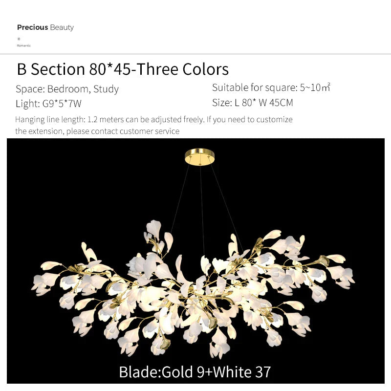 DecorBites™ Ginkgo Biloba Chandelier: Elegant Duplex Living Room Hotel Lobby Pendant Light