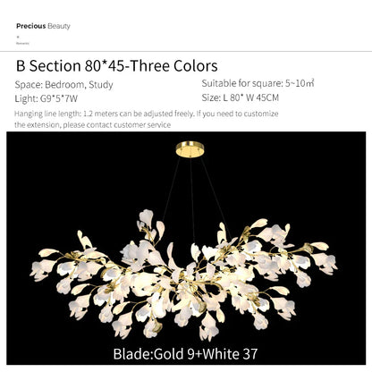 DecorBites™ Ginkgo Biloba Chandelier: Elegant Duplex Living Room Hotel Lobby Pendant Light