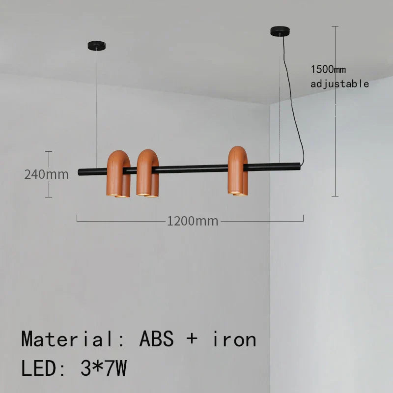 DecorBites™ Art Deco Metal Chandelier in Black, Orange, and Gray - Adjustable Cord - Dining Room, Foyer, Bedroom Lighting