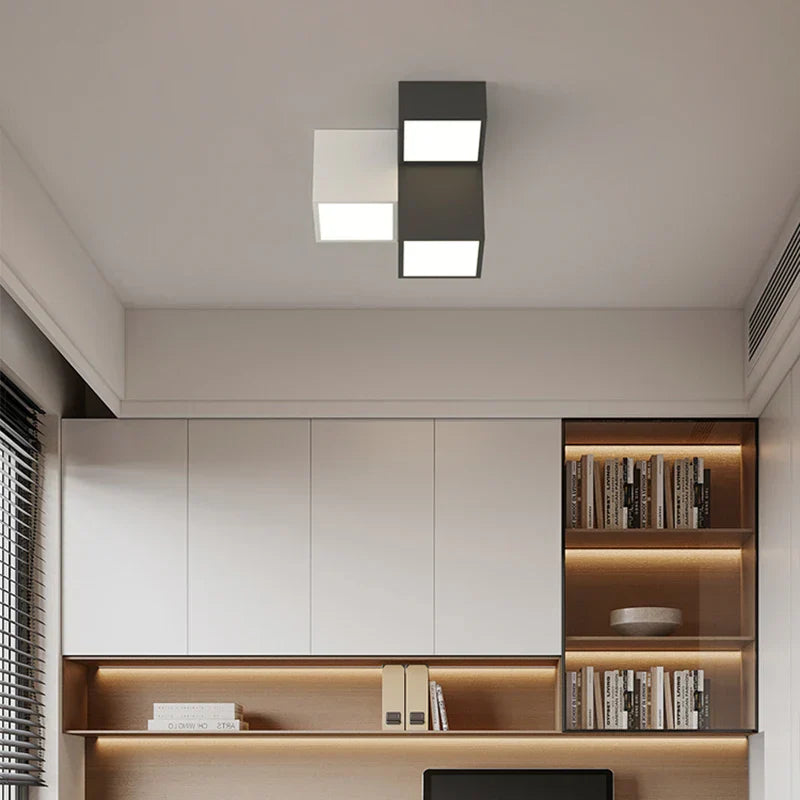DecorBites™ Geometric Chandelier: Minimalist Modern Luxe Black White Bedroom Lamp
