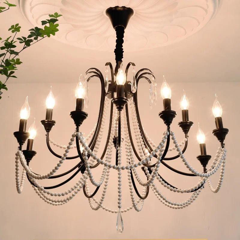 DecorBites™ Elegant Black Crystal Chandelier Pendant Light for Living Room