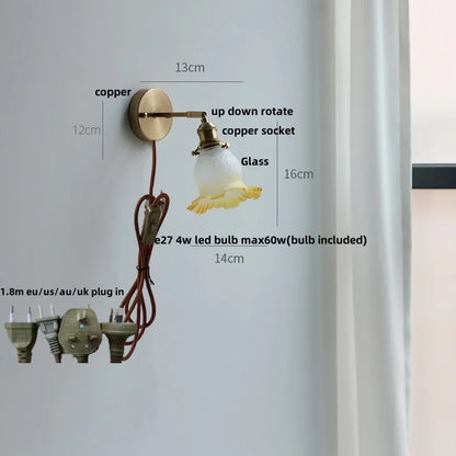 DecorBites™ Crown Glass LED Wall Lights Brass Switch Stair Fixtures