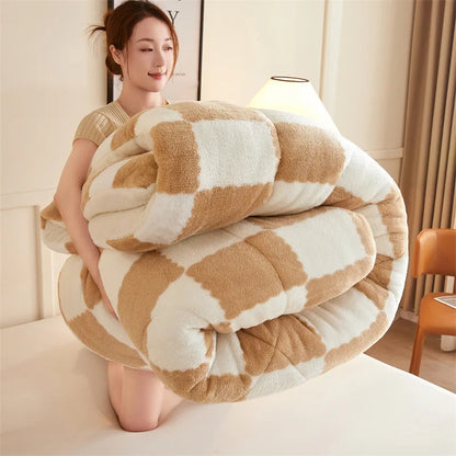 DecorBites™ Cozy Checkerboard Duvet Blanket for Winter Warmth and Comfort