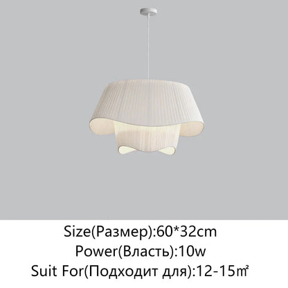 DecorBites™ Cream Fabric Chandelier: Retro Nordic Attic Light for Bedroom, Living Room, Dining Room