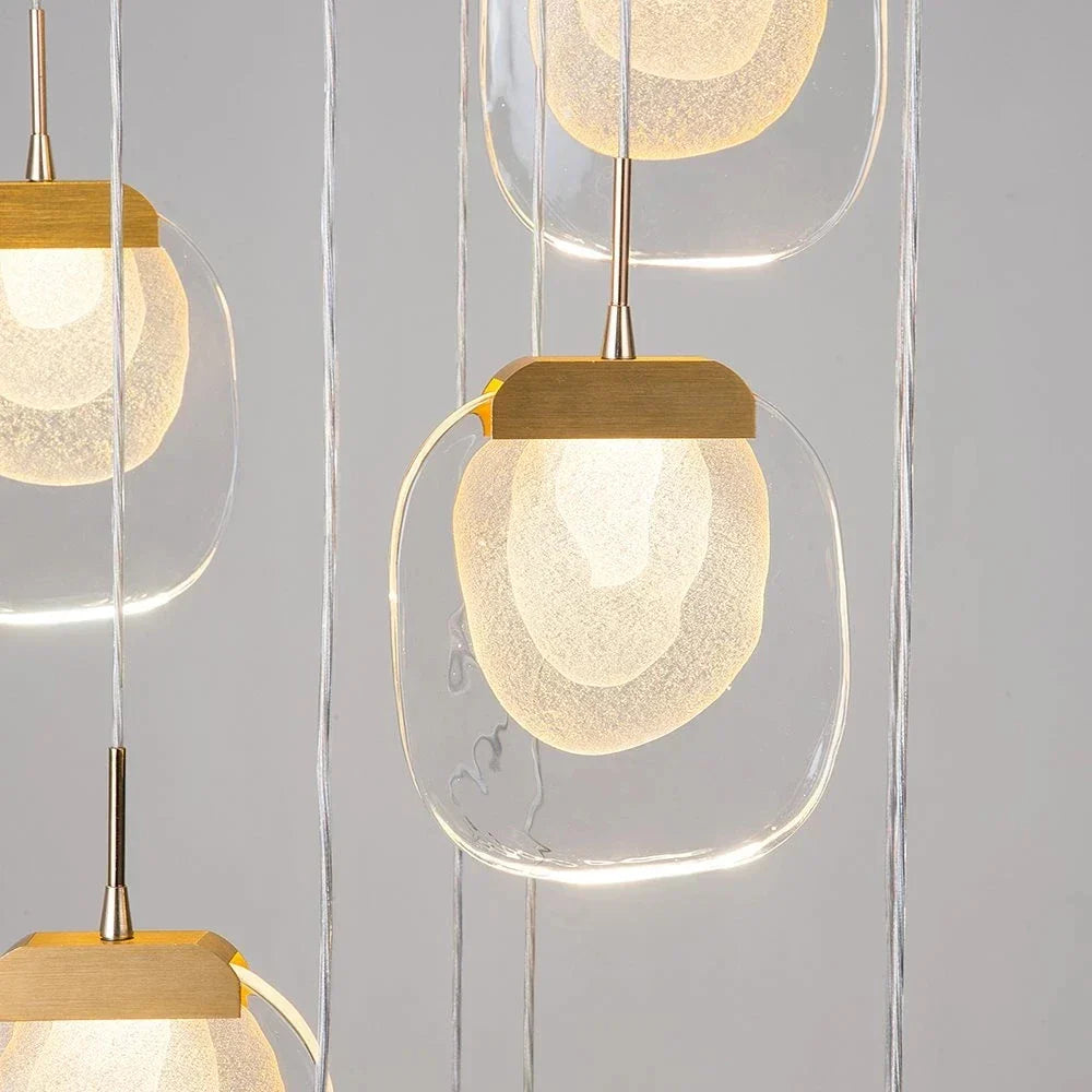 Gold Crystal Staircase Chandelier For Hallway