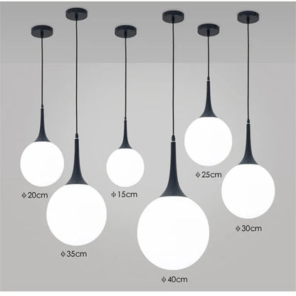 DecorBites™ Glass Ball LED Pendant Lights for Modern Living Room, Black/White Horn Fixtures