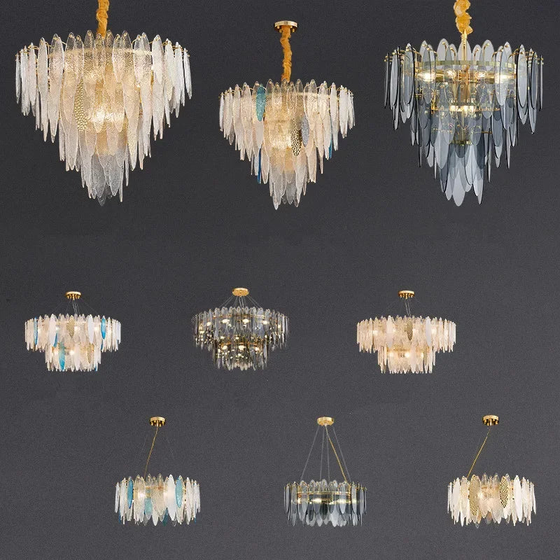 DecorBites™ Gold Metal Chain LED Pendant Lights for Modern Luxury Living Room