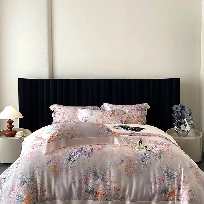 DecorBites™ Eucalyptus Fiber Flowers Print Bedding Set - Soft Silky Cool Feel