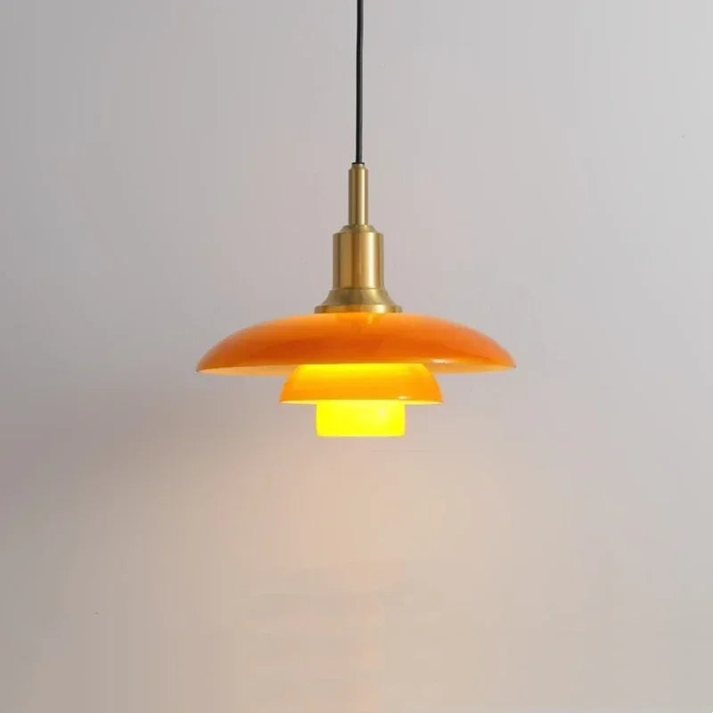 Danish Three-Layer Dish Glass Pendant Light